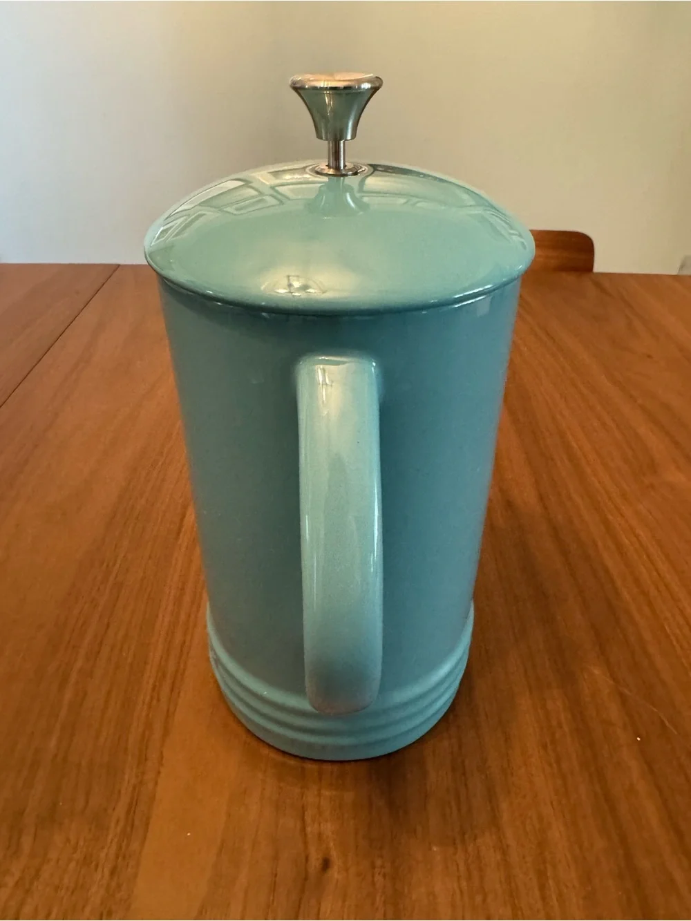 Le Creuset Stoneware French Press, Caribbean Turquoise, EUC